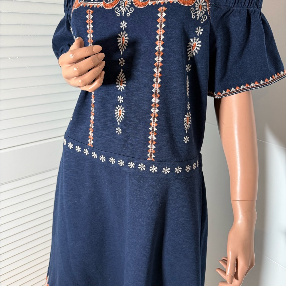 Tory Burch boho-inspired off-the-shoulder A-line dress navy large - Picture 14 of 16
